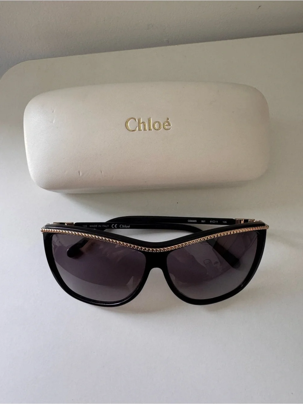 Chloé Black Sunglasses with Gold Trim